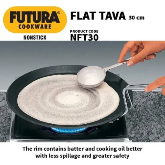 Hawkins 11" Futura Non Stick Flat Tava Griddle: Anodized Aluminum, Gas Compatible, Hand Wash, 1-Year Warranty image {3}