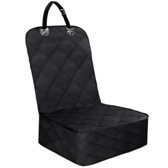 Costway Waterproof Pet Front Seat Cover For Cars Nonslip Rubber Backing w/ Anchor Black image {1}