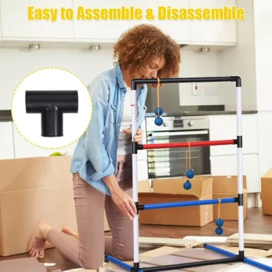 Costway Ladder Ball Toss Game Set Indoor Outdoor W/6 Bolas Score Tracker Carrying Bag image {4}