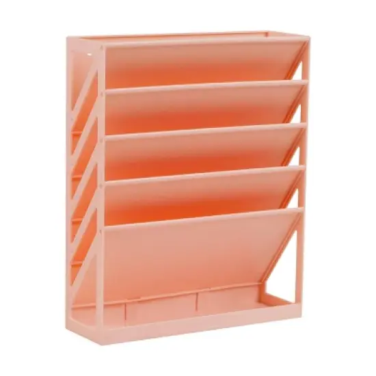 Mind Reader 5-Tier Vertical File Storage Plastic Pink image {6}