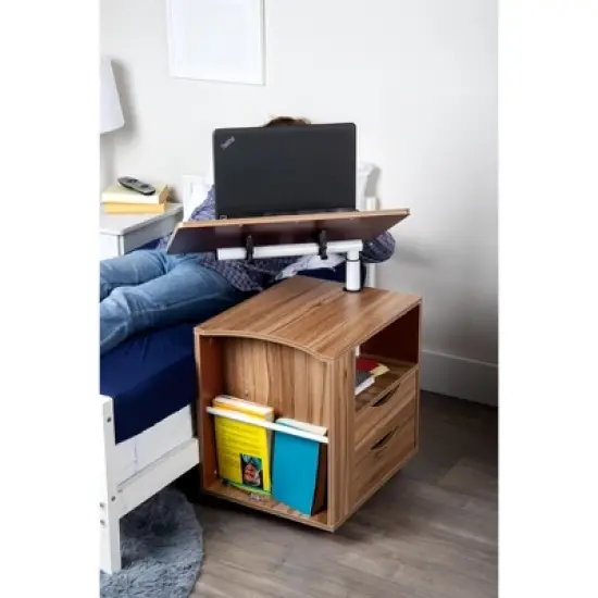 Mind Reader Bedside Workstation Adjustable Desk Nightstand, Wood Finish image {4}