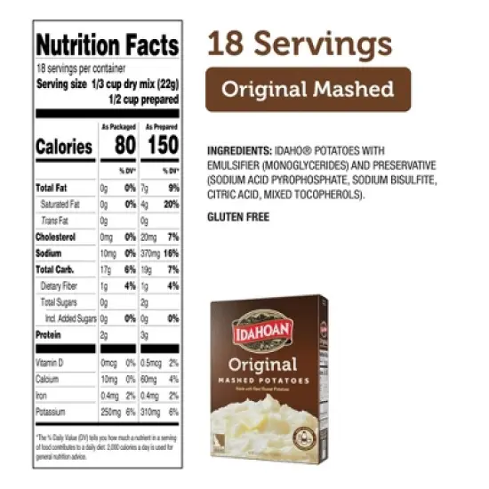 Idahoan Gluten Free Original Mashed Potatoes - 13.75oz image {3}