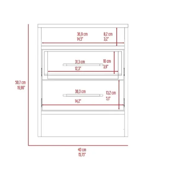 NicBex 19.9" Tall Modern Night Stand with Drawers,Wooden Nightstand with Hidden Shelf,Bedside Table for Bedroom Furniture image {1}
