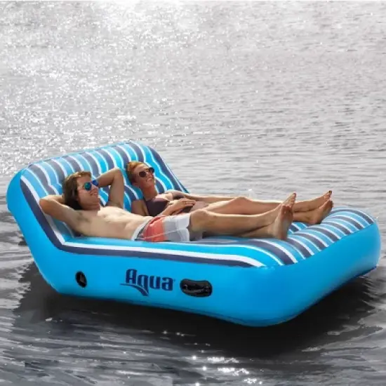Aqua Heavy Duty Ultra Comfort Inflatable 2 Person Pool Float Recliner Lounger image {3}