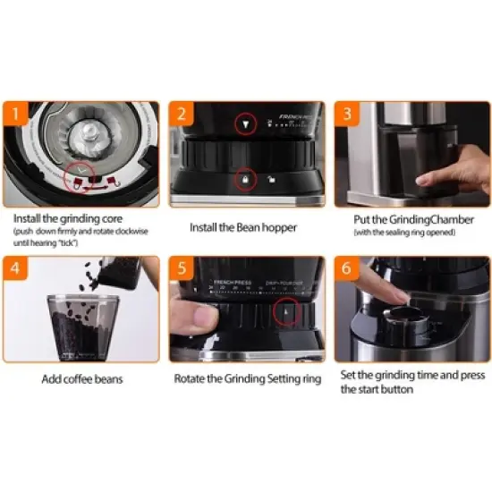 Aromaster Burr Coffee Grinder, Coffee Bean Grinder,Stainless Steel Coffee Grinder Electric,48 Grind Settings image {6}