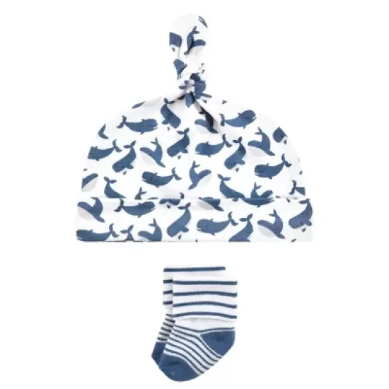 Hudson Baby Infant Boy Cap and Socks Set, Whale, 0-9 Months image {2}