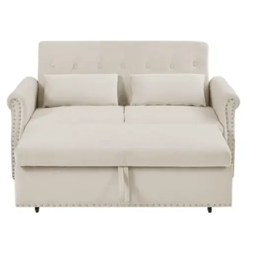 NicBex 55 Inch Loveseat Sofa with Pull-Out Bed and Adjustable Backrest Upholstered Sleeper Sofa Couch with 2 Lumbar Pillows for Living Room image {5}