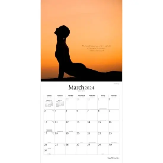 Brush Dance 2024 Wall Calendar 12"x12" Yoga Silhouettes image {2}