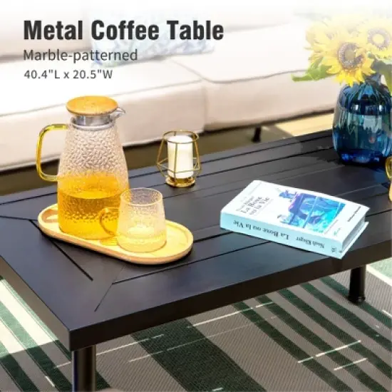 Captiva Designs 4pc Extra Large Metal Outdoor Patio Fire Pit Set with Pattern-back Chairs image {7}