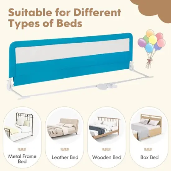 Infans 71" Foldable Baby Bed Rail Guard Toddlers Swing Down Safety Bedrail Blue image {4}