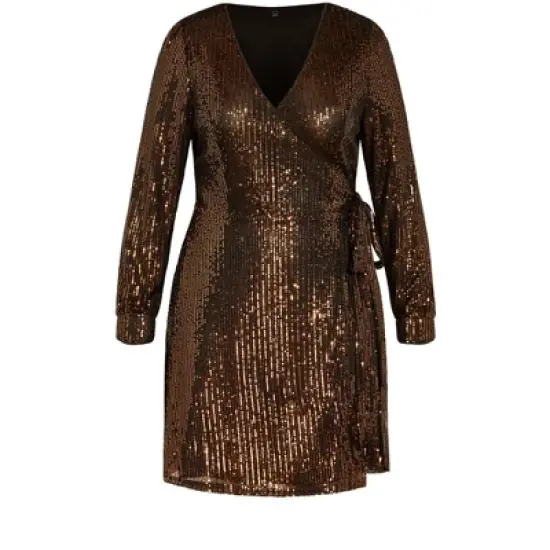 Women's Plus Size Party Glow Dress - bronze | CITY CHIC image {3}