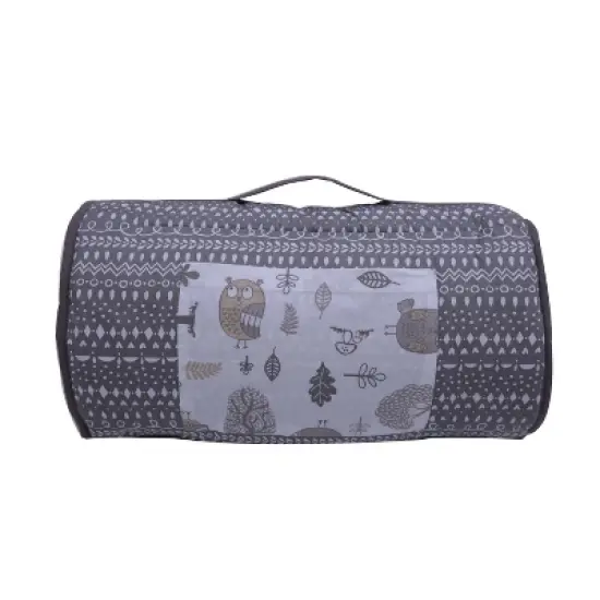 Bacati - Owls Gray Beige Neutral Cotton Toddler Nap Mat image {1}