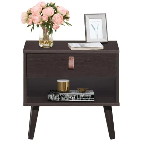 Tangkula Retro Wood Nightstand with Storage Drawer End Table Bedside Table image {1}
