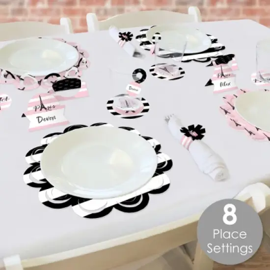 Big Dot of Happiness Paris, Ooh La La - Paris Themed Baby Shower or Birthday Party Paper Charger & Table Decorations Chargerific Kit for 8 image {1}