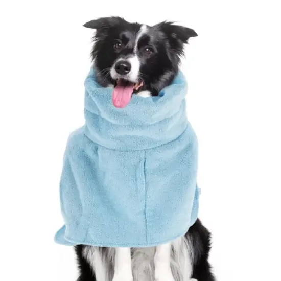 Unique Bargains Drawstring Dog Bathrobe Soft Fast-Drying Dog Towel S Blue image {5}
