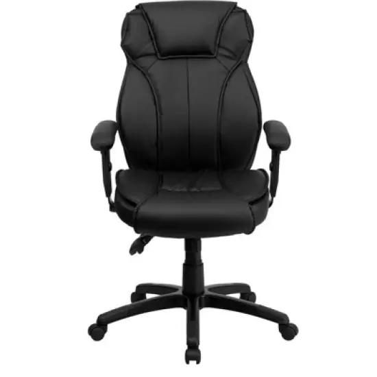 Executive Lumbar Support Swivel Office Chair Black Leather - Flash Furniture image {3}