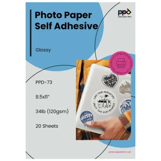 PPD Glossy Printable Sticker Paper 8.5x11" 20 sheets 120 gsm for Inkjet Printers image {7}