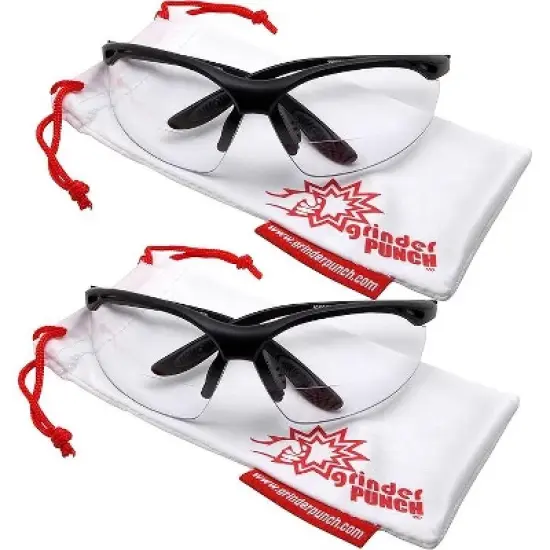 grinderPUNCH 2-Pack Safety Bifocal Glasses  ANSI Z87 Impact Resistant, Non-Slip Wraparound, Clear Lens Readers image {1}