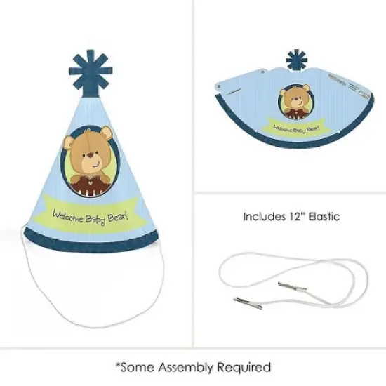 Big Dot of Happiness Baby Boy Teddy Bear - Mini Cone Baby Shower Party Hats - Small Little Party Hats - Set of 8 image {3}