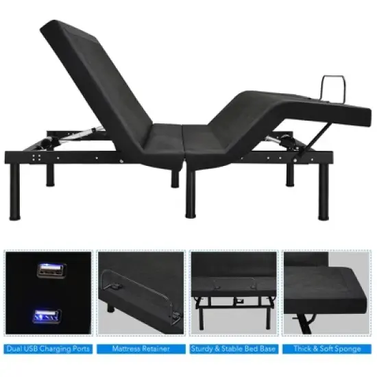 Costway Adjustable Bed Base Electric Bed Frame with Massage Remote Control Queen image {6}