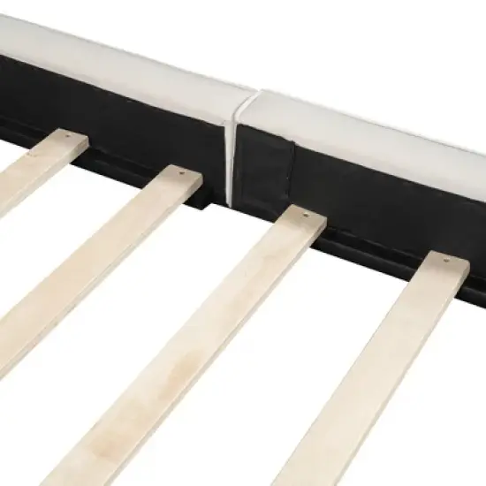 Queen Size Upholstered Wooden Platform Bed Frame with Headboard 4S -ModernLuxe image {8}