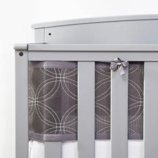 BreathableBaby Breathable Mesh Crib Liner - Deluxe Embroidered Collection - Gray Links image {7}
