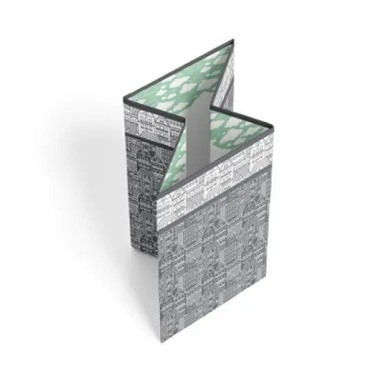 Bacati - Clouds in the City Mint//Gray Collapsible Laundry Hamper image {1}