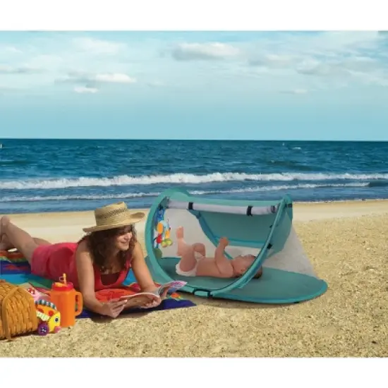 KidCo PeaPod Camp Lightweight Pop Up Child Portable Travel Bed Tent Extension with Retractable Sun Shade, Storage Pocket, and Carry Bag image {3}