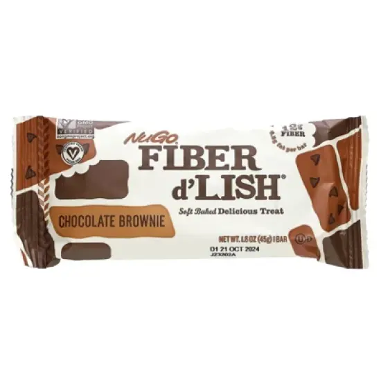 NuGo Nutrition Fiber d'Lish, Chocolate Brownie, 16 Bars, 1.6 oz (45 g) Each image {2}