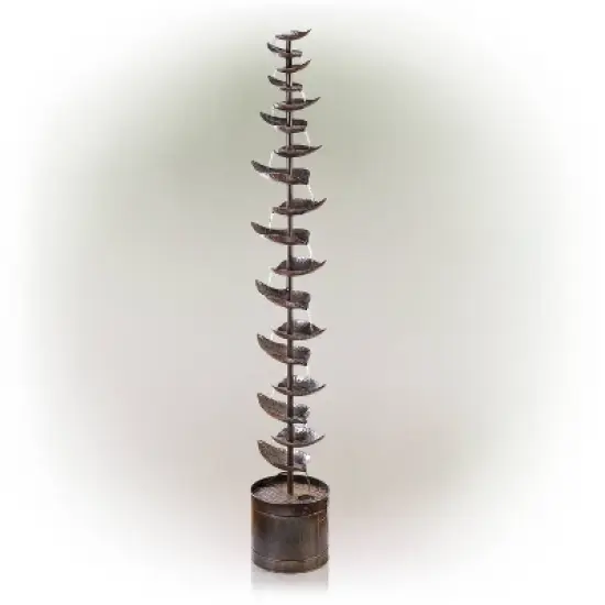 70" Metal Tiered Fountain Silver - Alpine Corporation image {2}