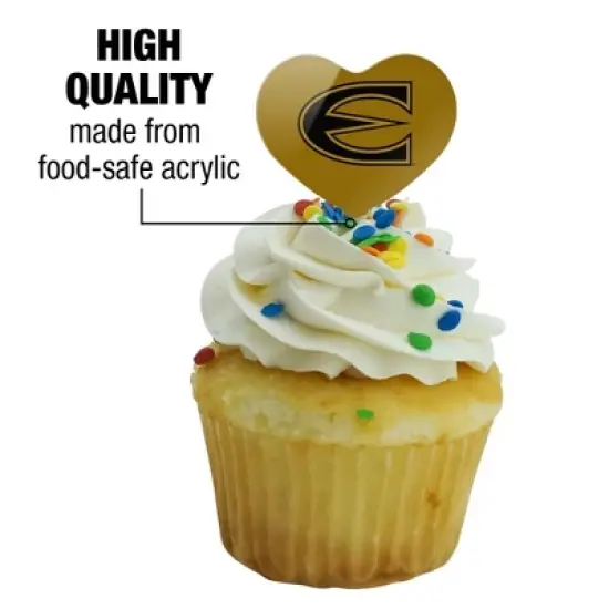 Emporia State University Primary Logo Heart Love Cupcake Picks Toppers Decoration Set of 6 image {2}