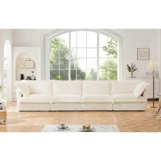 NicBex Couches for Living Room Single Deep Seat Sofa Couch Corduroy Slip-covered Armchair with 1 Big Back Cushion and 2 Big Toss Pillows image {10}