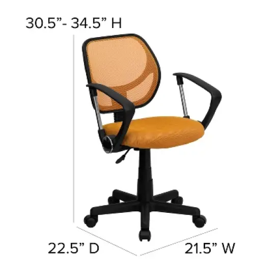 Emma and Oliver Mid-Back Mesh Swivel Task Office Chair with Curved Square Back and Arms image {3}