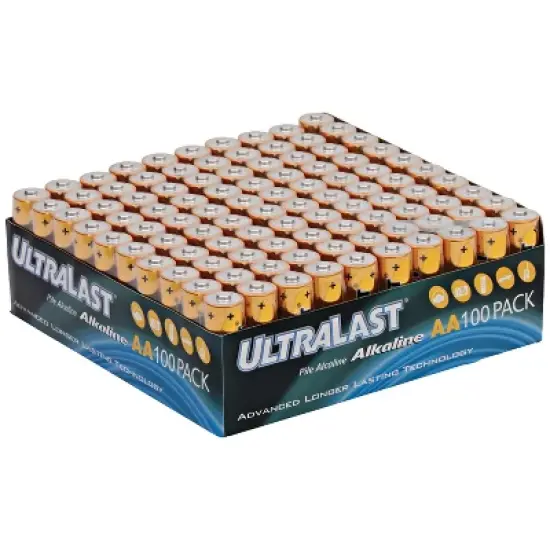 Ultralast&reg; ULA100AAB Alkaline AA Batteries, 100 Count in Multicolored image {1}