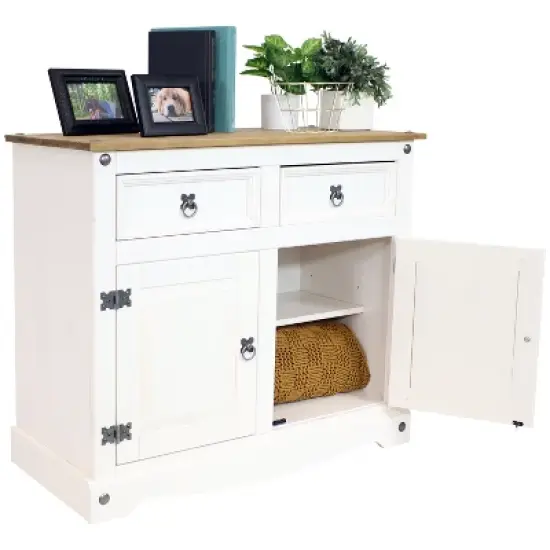 Sunnydaze Kitchen Sideboard Cabinet with 2 Drawers and 2 Doors - Solid Pine Construction image {1}