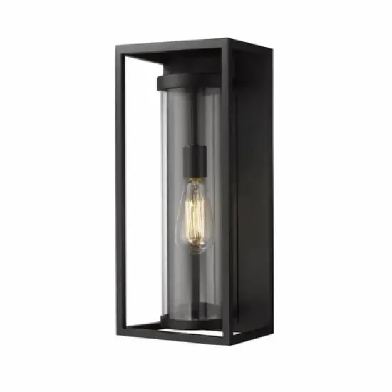 Dunbroch Modern Outdoor Wall Sconce - Black Glass, 60W, Dimmable, Wet Rated, 18.25" H image {4}