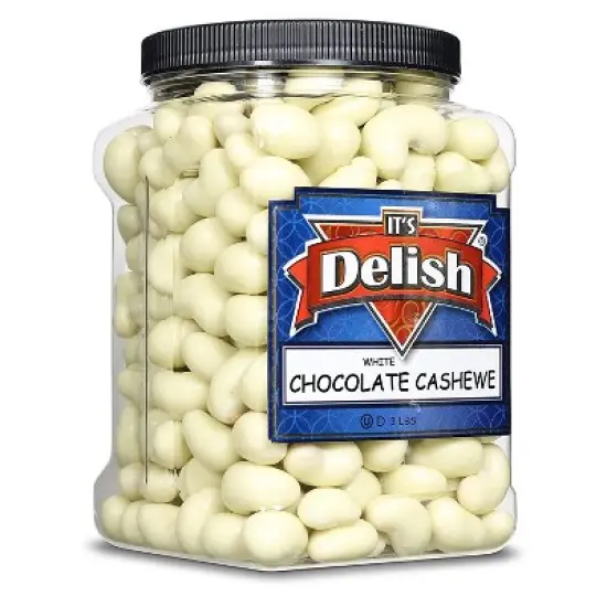 White Chocolate Covered Cashews by It's Delish, 3 LBS Jumbo Container image {6}