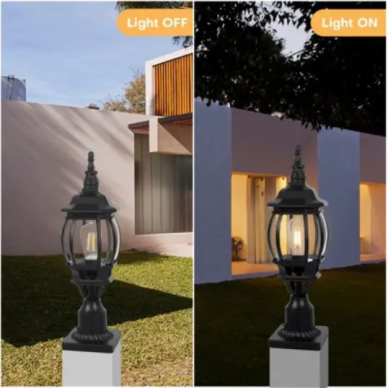 LamQee Outdoor Post Light Fixture with 3 in Pier Mount Base, Waterproof Lamp Post Pole Lights Outdoor for Garden image {9}