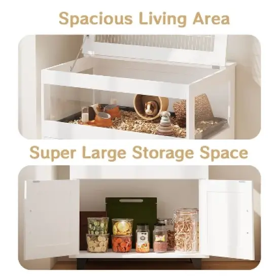 Famapy White Small Pet Cage Hamster Cage with a Pull-Out Tray and a Flip-Top Metal Mesh &ndash; Designed for Easy Cleaning and Convenient Feeding image {3}