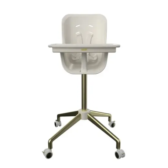 MelO Revel+ High Chair, Modern Design with Dual Trays, Converts for Toddlers, Safe & Easy to Clean &ndash; White/Brushed Brass image {3}