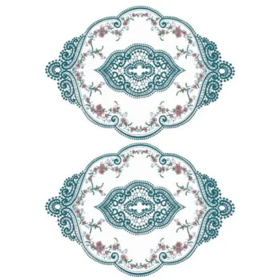 Unique Bargains Polyester Flexible Embroidery Vintage Pattern Washable Table Place Mats 2 Pcs image {14}