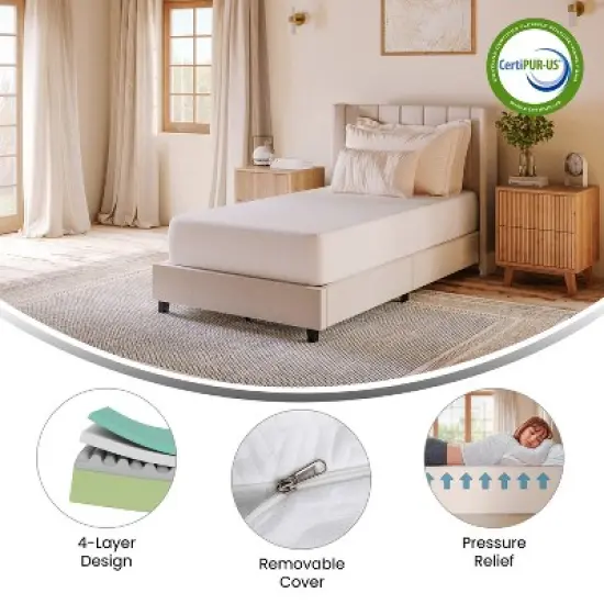 Merrick Lane Memory Foam Mattress in a Box with 4 Layers, Green Tea-Infused Foam, Air Circulation Foam, Cooling Gel, CertiPUR-US Certified Foam image {9}