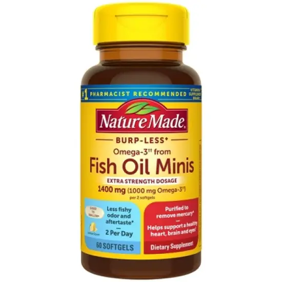 Nature Made Fish Oil Minis Extra Strength Burp-less 1400mg Softgels with 1000mg Omega 3 - 60ct image {10}