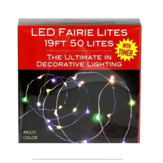 Kurt Adler Indoor Battery Operated 50 LED Multicolored Fairy Light Set with Timer, 19ft image {1}