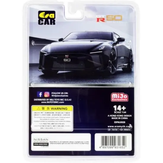 Nissan GT-R50 by Italdesign Black with Dark Gray Wheels Limited Edition to 3600 pieces 1/64 Diecast Model Car by Era Car image {1}