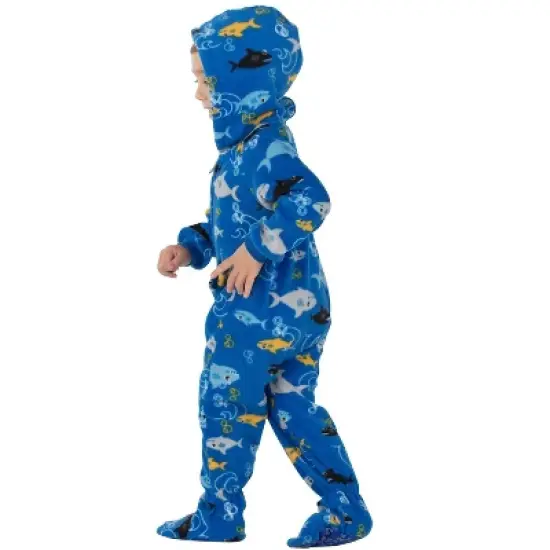 Footed Pajamas - Shark Frenzy Infant Hoodie Fleece Onesie image {2}