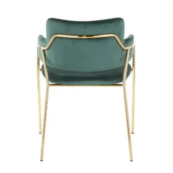 Set of 2 Napoli Contemporary Chairs Gold/Emerald Green Velvet - LumiSource: Chrome-Plated, Metal Legs, Floor Protectors image {4}