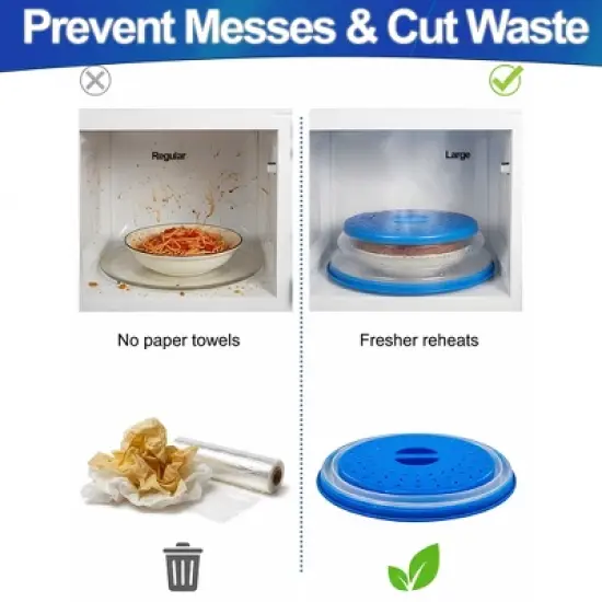 5 Star Super Deals Microwave Splatter Guard Cover - Large - Collapsible Lid for Food Protection and Easy Storage - BPA-Free, Dishwasher Safe image {3}