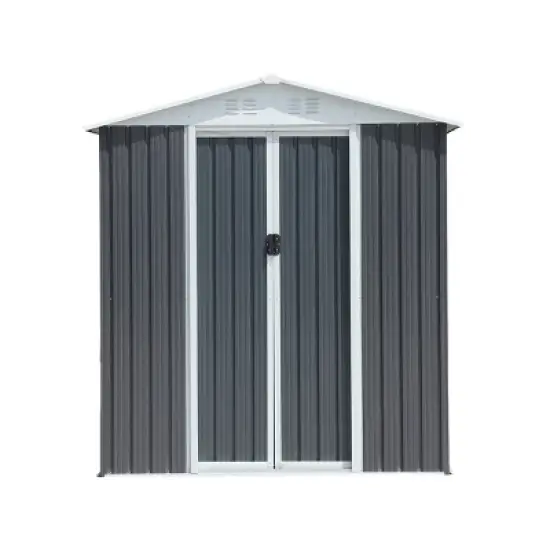 Metal Garden Storage Shed with Pent Roof,Aluminum Outdoor Tool Bike Storage Shed with Sliding Door,Weatherproof Metal Shed-Coolbibila image {4}