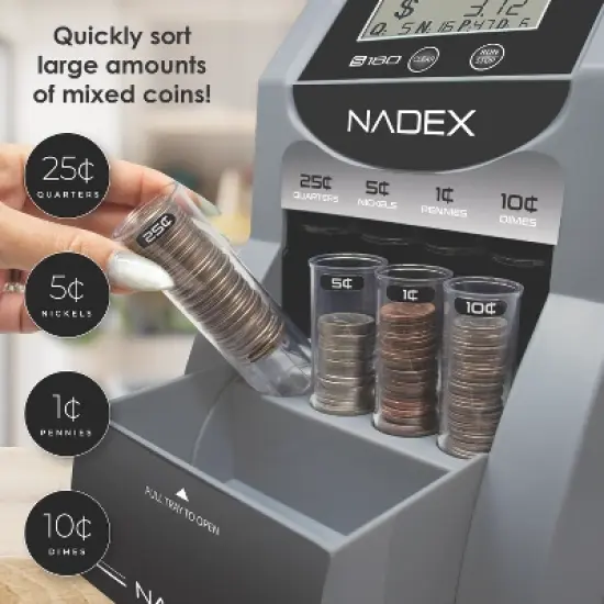 Nadex Coins&trade; S180 Digital Coin Counter, Sorter, and Wrapper in Black image {8}